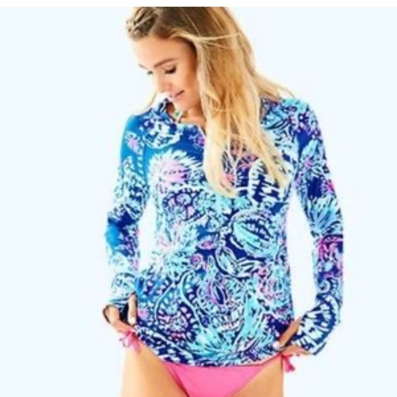 Lilly Pulitzer Women's UPF 50+ Delaynee Meryl Nylon Deep Indigo Swimsuit Coverup - Picture 1 of 16